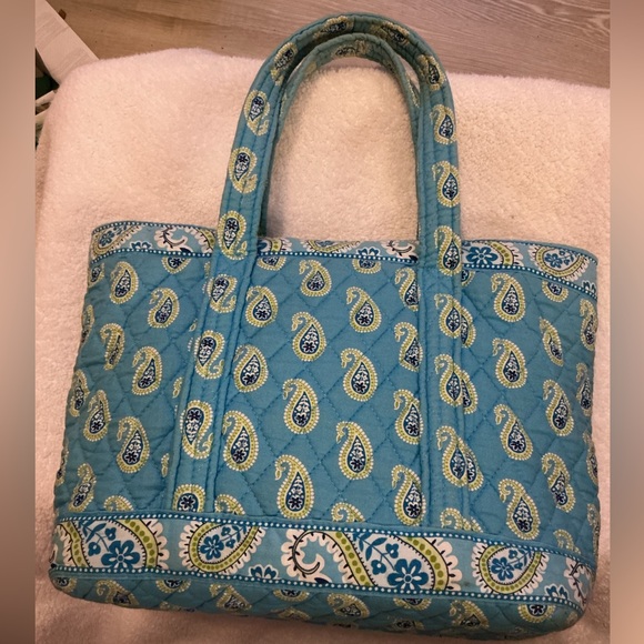 Vera Bradley Bermuda Blue Aqua Paisley Quilted Tote - Picture 10 of 11
